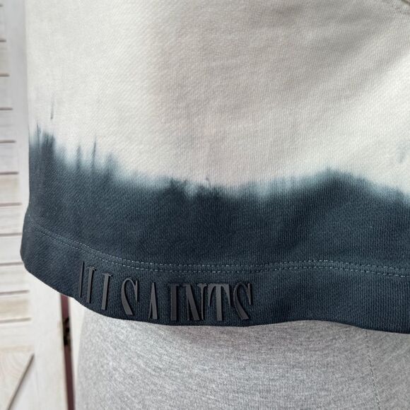 AllSaints Lila Ombre Cropped Sleeveless Sweatshirt Top Cream Black Small - Picture 6 of 12